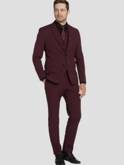 Suit Separates|3-piece Suits-Egara Skinny Fit Suit Jacket Wine