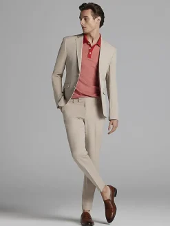 3-piece Suits|Suit Separates-Egara Skinny Fit Suit Jacket Tan Solid