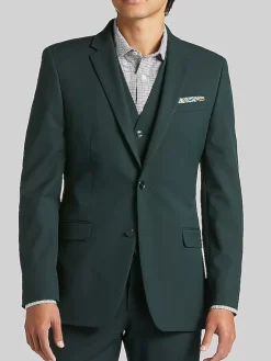 3-piece Suits|Suit Separates-Egara Skinny Fit Suit Jacket Dark Green