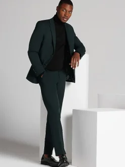 3-piece Suits|Suit Separates-Egara Skinny Fit Suit Jacket Dark Green