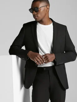 3-piece Suits|Suit Separates-Egara Skinny Fit Suit Jacket Black Solid