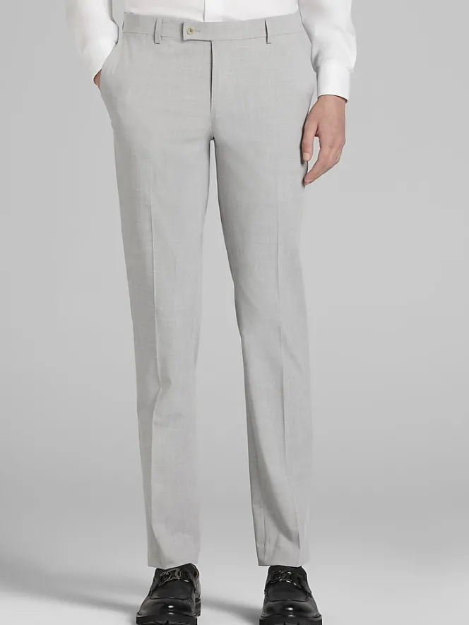 Big & Tall Pants|Big & Tall Suits-Egara Skinny Fit Suit Pants Pearl Grey