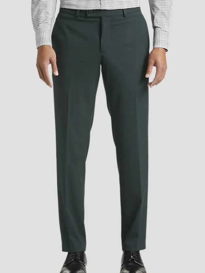 Dress Pants|3-piece Suits-Egara Skinny Fit Suit Pants Dark Green