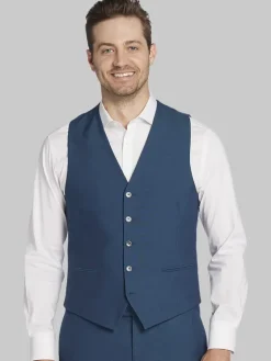 3-piece Suits|Suit Separates-Egara Skinny Fit Suit Vest Teal