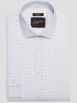 Patterned Dress Shirts|Dress Shirts-Egara Skinny Fit Tonal Squares Dress Shirt Blue/Lt Blue