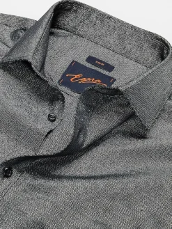 Solid Dress Shirts|Dress Shirts-Egara Skinny Fit Twill Dress Shirt Black