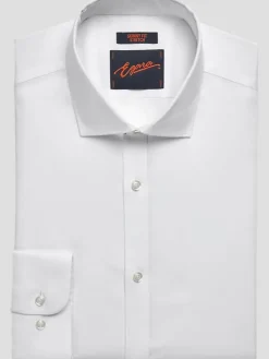 Solid Dress Shirts|Dress Shirts-Egara Skinny Fit Wrinkle-Resistant Dress Shirt Tuxedo White