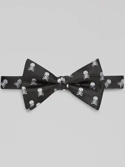 Bow Ties-Egara Skulls Print Pre-Tied Bow Tie Black/White
