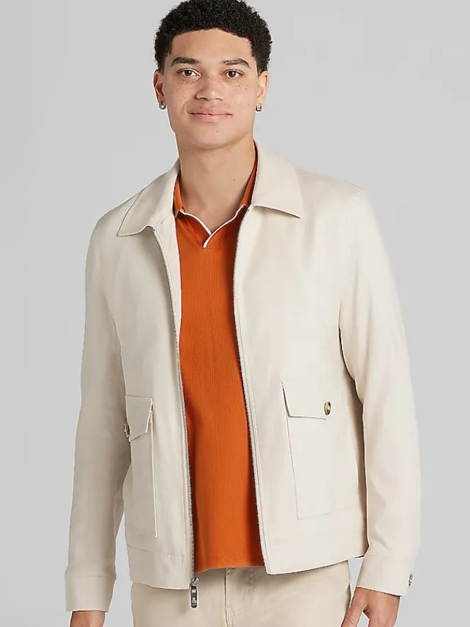 Outerwear-Paisley &Amp; Gray Slim Fit Bomber Jacket Lt Tan