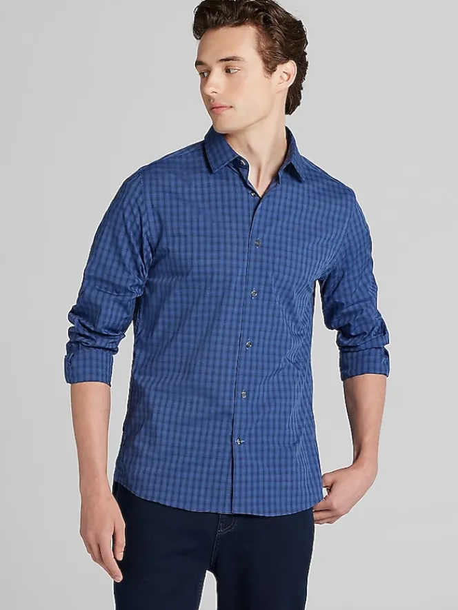 Casual Shirts|Button Up Shirts-Awearness Kenneth Cole Slim Fit Button Up Shirt Light Blue