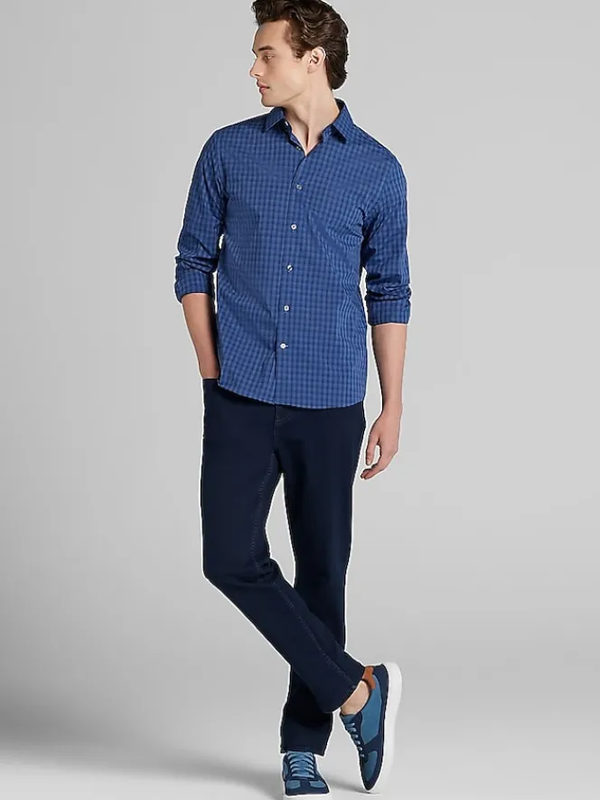 Casual Shirts|Button Up Shirts-Awearness Kenneth Cole Slim Fit Button Up Shirt Light Blue