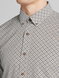 Button Up Shirts|Long Sleeve Button Up Shirts-Paisley &Amp; Gray Slim Fit Button Up Shirt Navy And Tan