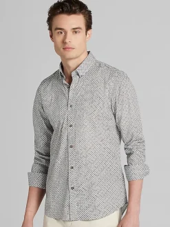 Button Up Shirts|Long Sleeve Button Up Shirts-Paisley &Amp; Gray Slim Fit Button Up Shirt Navy And Tan