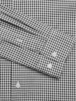 Big & Tall Dress Shirts|Patterned Dress Shirts-Ben Sherman Slim Fit Check Button-Up Dress Shirt Black Check