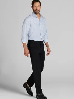 Patterned Dress Shirts|Dress Shirts-Pronto Uomo Slim Fit Check Dress Shirt Blue