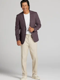 Sport Coats|Sport Coats-Calvin Klein Slim Fit Check Sport Coat Wine Check