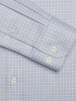 Dress Shirts|Patterned Dress Shirts-Pronto Uomo Slim Fit Check Spread Collar Dress Shirt Blue/Red