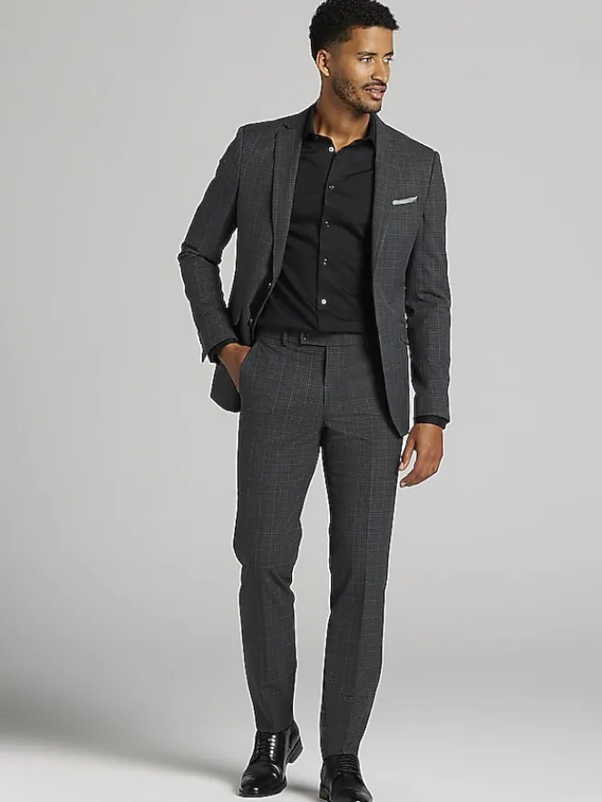 2-piece Suits-Wilke-Rodriguez Slim Fit Check Suit Gray Check