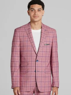3-piece Suits|Suit Separates-Paisley &Amp; Gray Slim Fit Check Suit Jacket Pink Blue Check