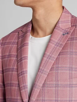 3-piece Suits|Suit Separates-Paisley &Amp; Gray Slim Fit Check Suit Jacket Pink Blue Check