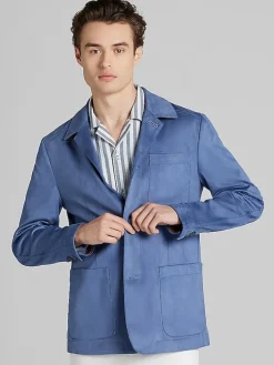 Outerwear-Paisley &Amp; Gray Slim Fit City Microsuede Jacket Light Blue