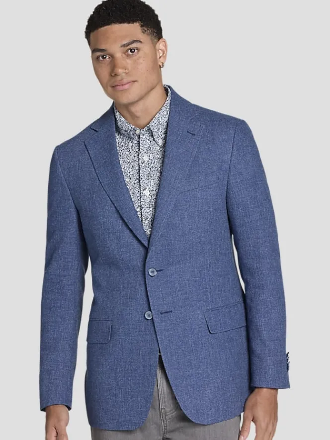 Sport Coats|Sport Coats-JOE Joseph Abboud Slim Fit Cotton Blend Sport Coat Blue Tic