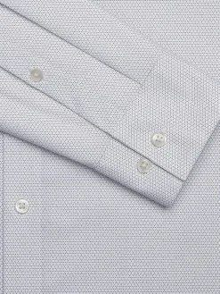 Dress Shirts|Patterned Dress Shirts-Calvin Klein Slim Fit Cotton Blend Spread Collar Textured Dress Shirt Gray Check