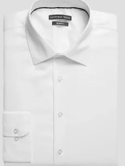 Solid Dress Shirts|Dress Shirts-Geoffrey Beene Slim Fit Cotton Blend Spread Collar Dress Shirt Black Solid