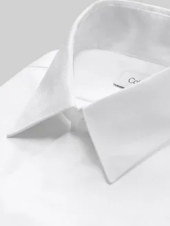 Dress Shirts|Formal Shirts-Calvin Klein Slim Fit Covered Placket Formal Shirt Black