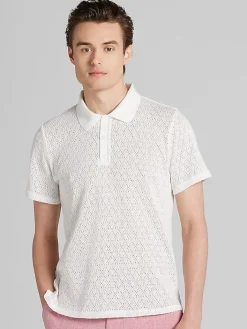 Polos-Paisley &Amp; Gray Slim Fit Diamond Polo White