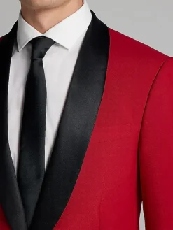 Big & Tall Sport Coats|Sport Coats-Egara Slim Fit Dinner Jacket Red
