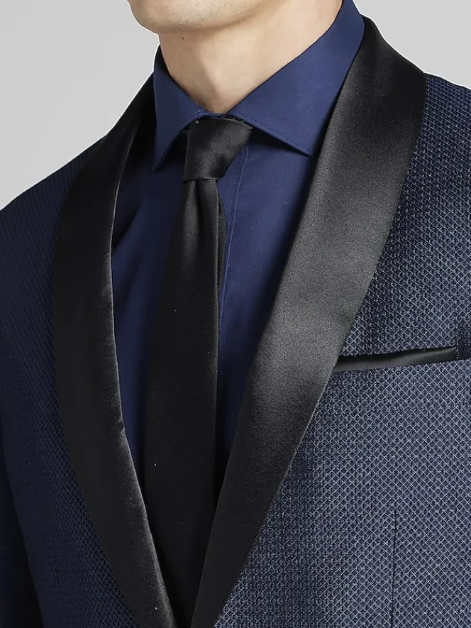 Dinner Jackets-Egara Slim Fit Dinner Jacket Navy Diamond Jacquard