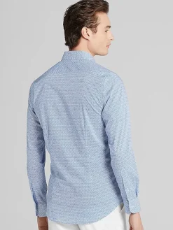 Button Up Shirts|Long Sleeve Button Up Shirts-Paisley &Amp; Gray Slim Fit Dot Button Up Shirt Light Blue