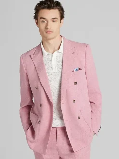 3-piece Suits|Suit Separates-Paisley &Amp; Gray Slim Fit Double-Breasted Suit Jacket Pink Melange