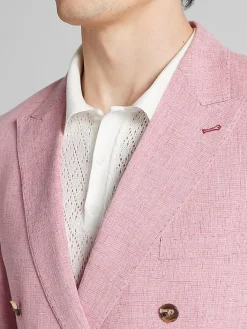 3-piece Suits|Suit Separates-Paisley &Amp; Gray Slim Fit Double-Breasted Suit Jacket Pink Melange