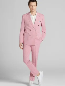 3-piece Suits|Suit Separates-Paisley &Amp; Gray Slim Fit Double-Breasted Suit Jacket Pink Melange