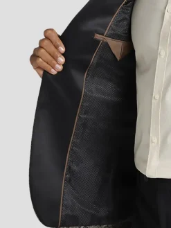 Dinner Jackets-Egara Slim Fit Floral Satin Dinner Jacket Brown Floral