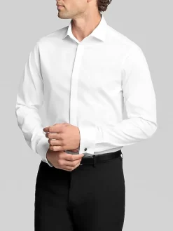 Dress Shirts|Formal Shirts-Calvin Klein Slim Fit French Cuff Formal Shirt White