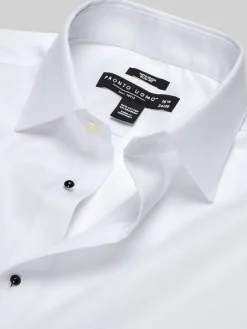 Dress Shirts|Formal Shirts-Pronto Uomo Slim Fit French Cuff Tuxedo Shirt Tuxedo White