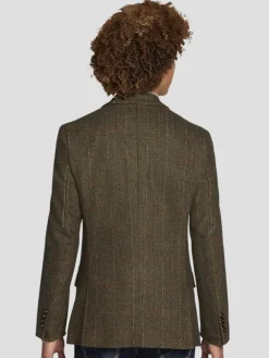 Outerwear-Paisley &Amp; Gray Slim Fit Herringbone Plaid Soft Touch Jacket Orange