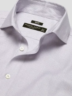 Patterned Dress Shirts|Dress Shirts-Pronto Uomo Slim Fit Herringbone Spread Collar Dress Shirt Lavender