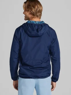 Outerwear-Con.Struct Slim Fit Hooded Windbreaker Navy Solid