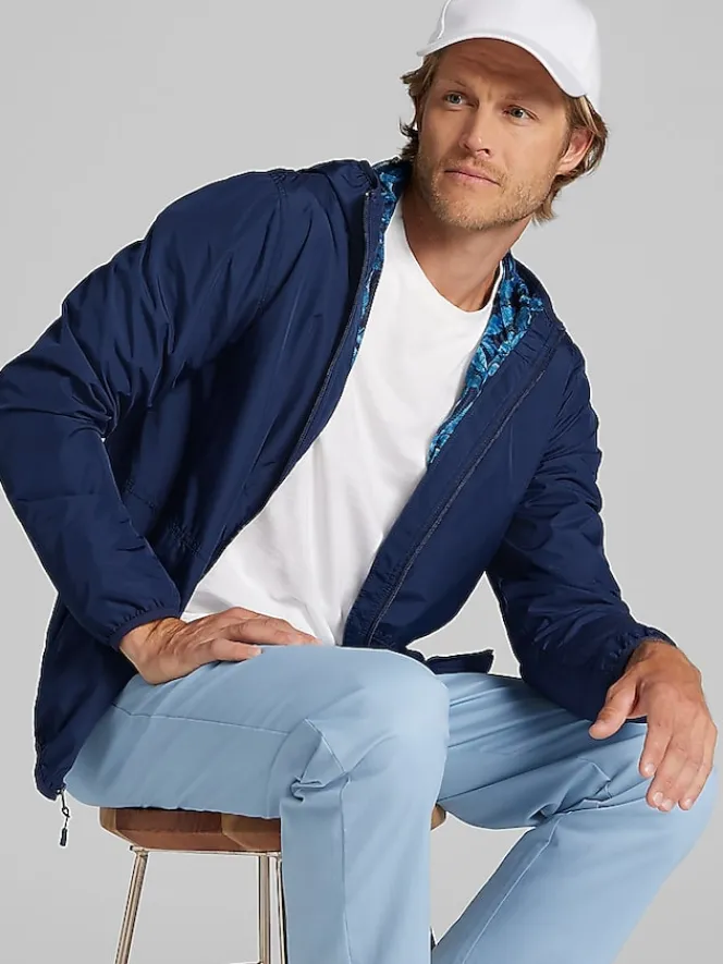 Outerwear-Con.Struct Slim Fit Hooded Windbreaker Navy Solid