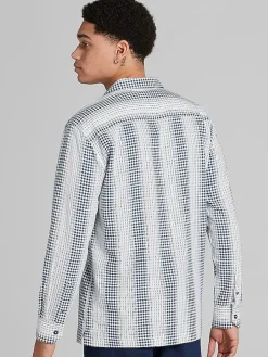 Button Up Shirts|Long Sleeve Button Up Shirts-Paisley &Amp; Gray Slim Fit Linen Blend Long Sleeve Camp Shirt White