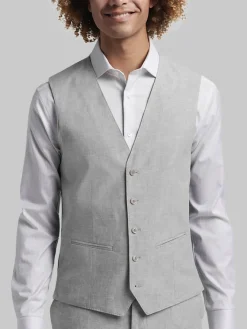 Big & Tall Suits|Vests-JOE Joseph Abboud Slim Fit Linen Blend Suit Vest Dusty Blue