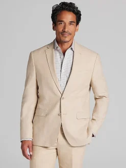 Suit Separates|3-piece Suits-JOE Joseph Abboud Slim Fit Linen Blend Suit Jacket Tan Chambray