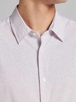 Button Up Shirts|Casual Shirts-Awearness Kenneth Cole Slim Fit Mini Fleur Cross 4-Way Stretch Button Up Shirt Pink