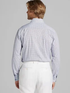 Patterned Dress Shirts|Dress Shirts-Wilke-Rodriguez Slim Fit Mini Grid Dress Shirt Red/Blue