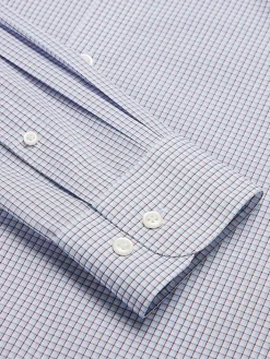 Patterned Dress Shirts|Dress Shirts-Wilke-Rodriguez Slim Fit Mini Grid Dress Shirt Red/Blue