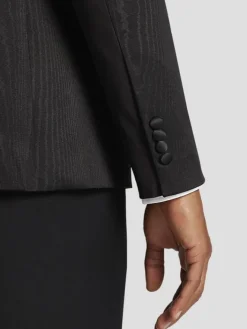 Dinner Jackets|Sport Coats-Egara Slim Fit Moire Shawl Lapel Dinner Jacket Black Solid